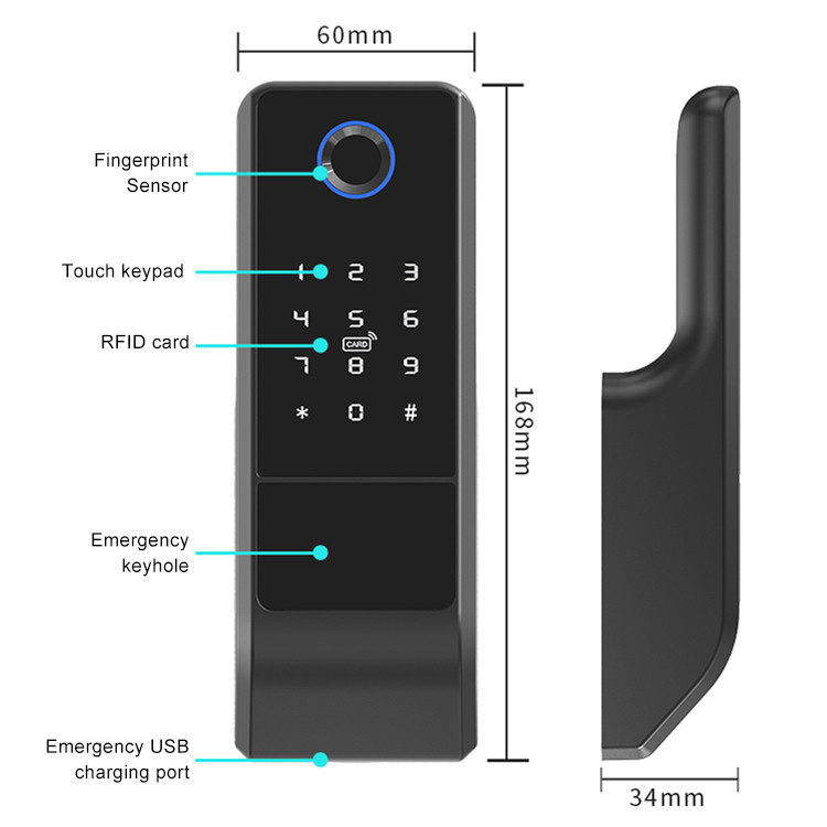 Het digitale App Wifi Biometrische Slot Tweezijdig Smart van de Vingerafdrukdeur