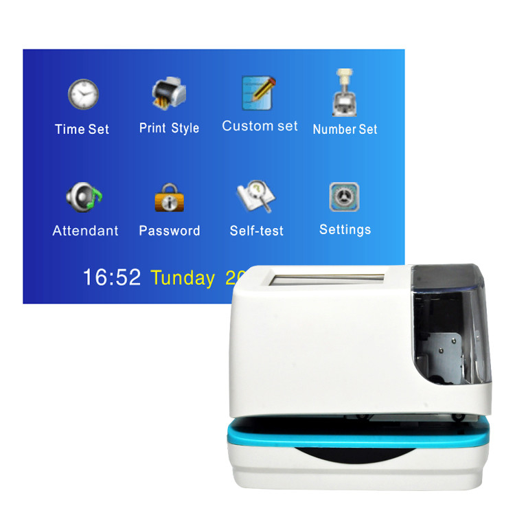 Wit Digitaal Touch screen 5 van het Tijdregistreertoestel de Tijdstempelmachine van de Lijnen Elektronische Datum