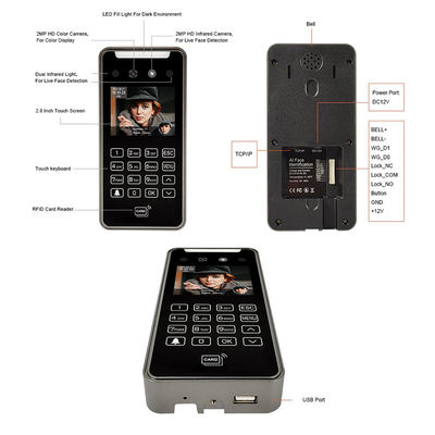 2.8" Gezichtsherkenning Toegangscontrolesysteem Real Time Monitoring