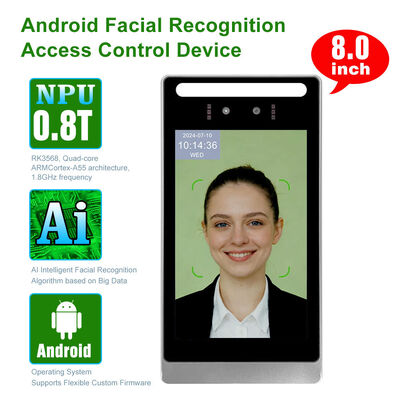 OEM/ODM RK3568 8 inch Industrial Android AI Gezichtsherkenning Toegangscontrolemasjien Voor Draaibaar Tripod Poort