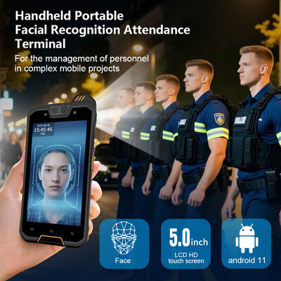 Draagbaar handheld gezichtsherkenning apparaat met GPS NFC QR-code scanner en IP68 robuust ontwerp voor mobiele aanwezigheid